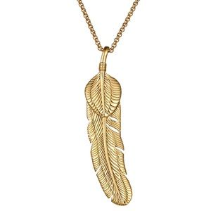 Men’s necklace chain feather pendant gold tone